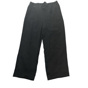 Diane Von Furstenberg Black Silk Wide Leg Pants Drawstring Size M